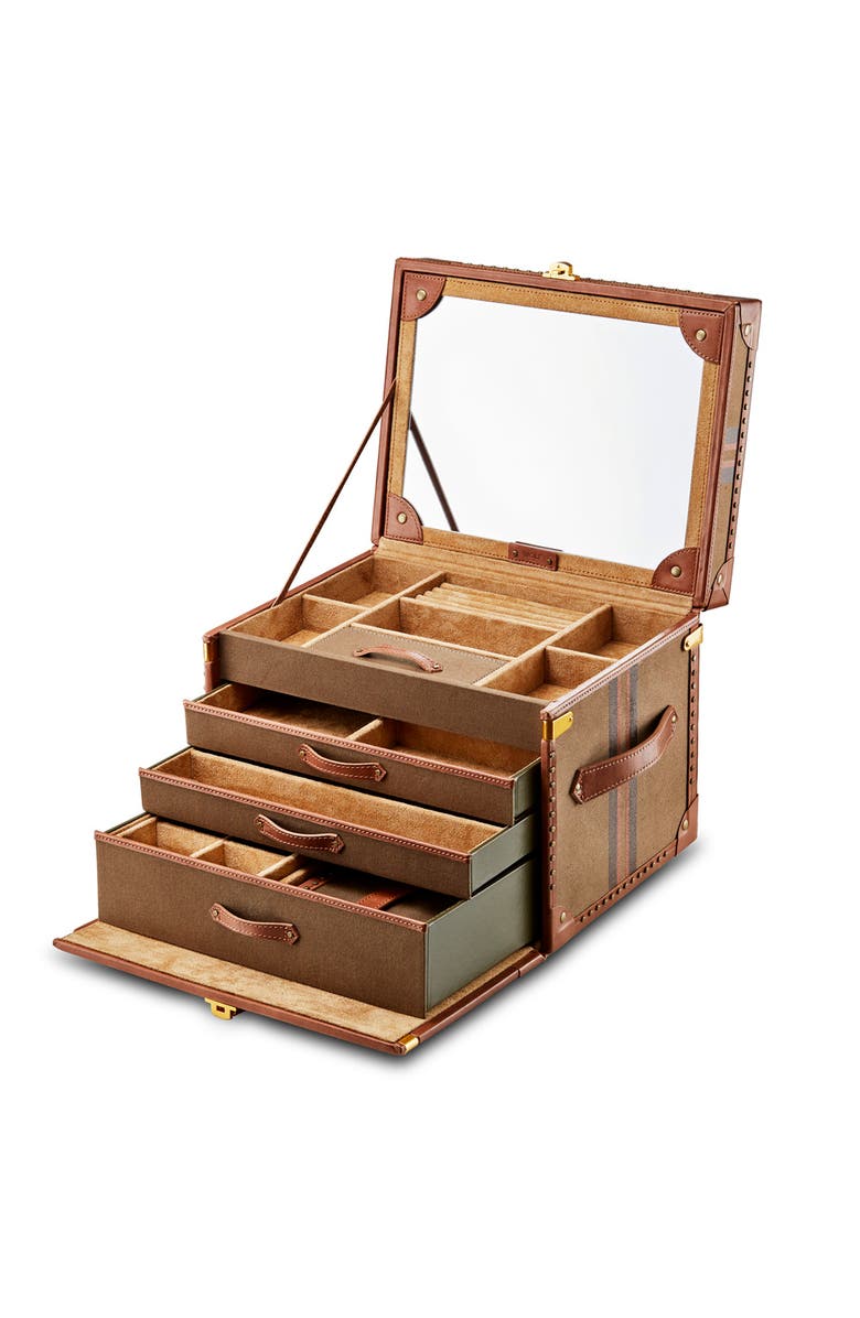 WOLF Ida Trunk Jewellery Box, Alternate, color, Khaki