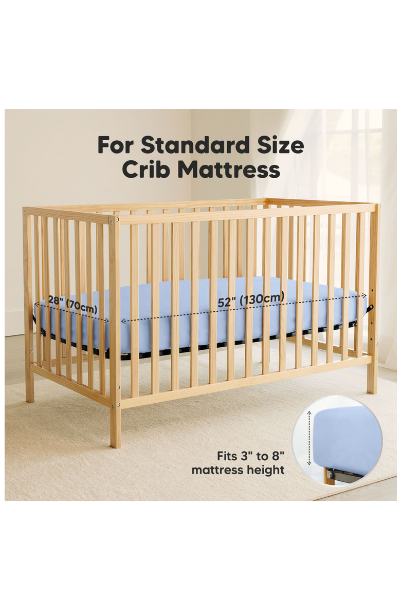 2-Pack Soothe [Protect+] Waterproof Crib Sheets, Alternate, color, Blue Flax