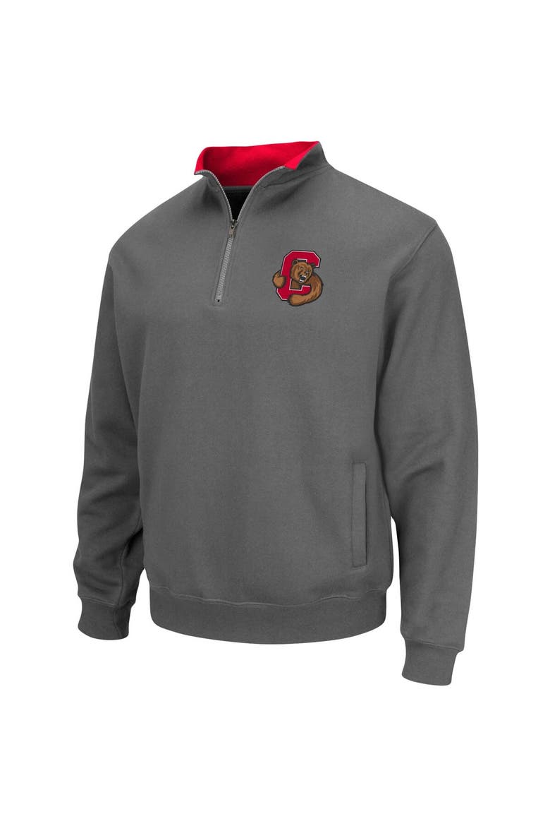 Men's Colosseum Charcoal Cornell Big Red Tortugas Logo Quarter-Zip Pullover Jacket, Alternate, color, Charcoal