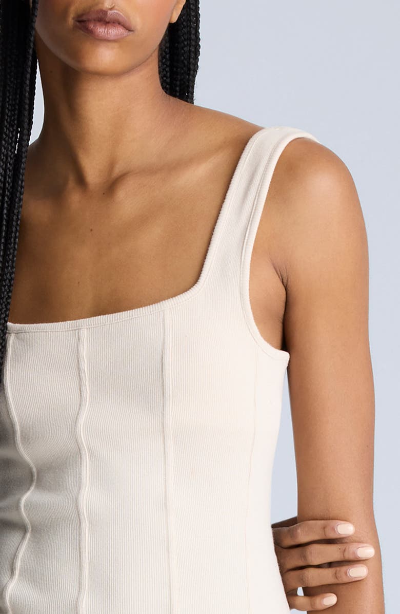 Kenneth Cole Seamed Stretch Cotton Body-Con Midi Dress, Alternate, color, Oyster