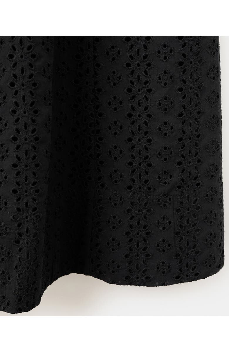 MANGO Square Neck Cotton Eyelet Dress, Alternate, color, Black