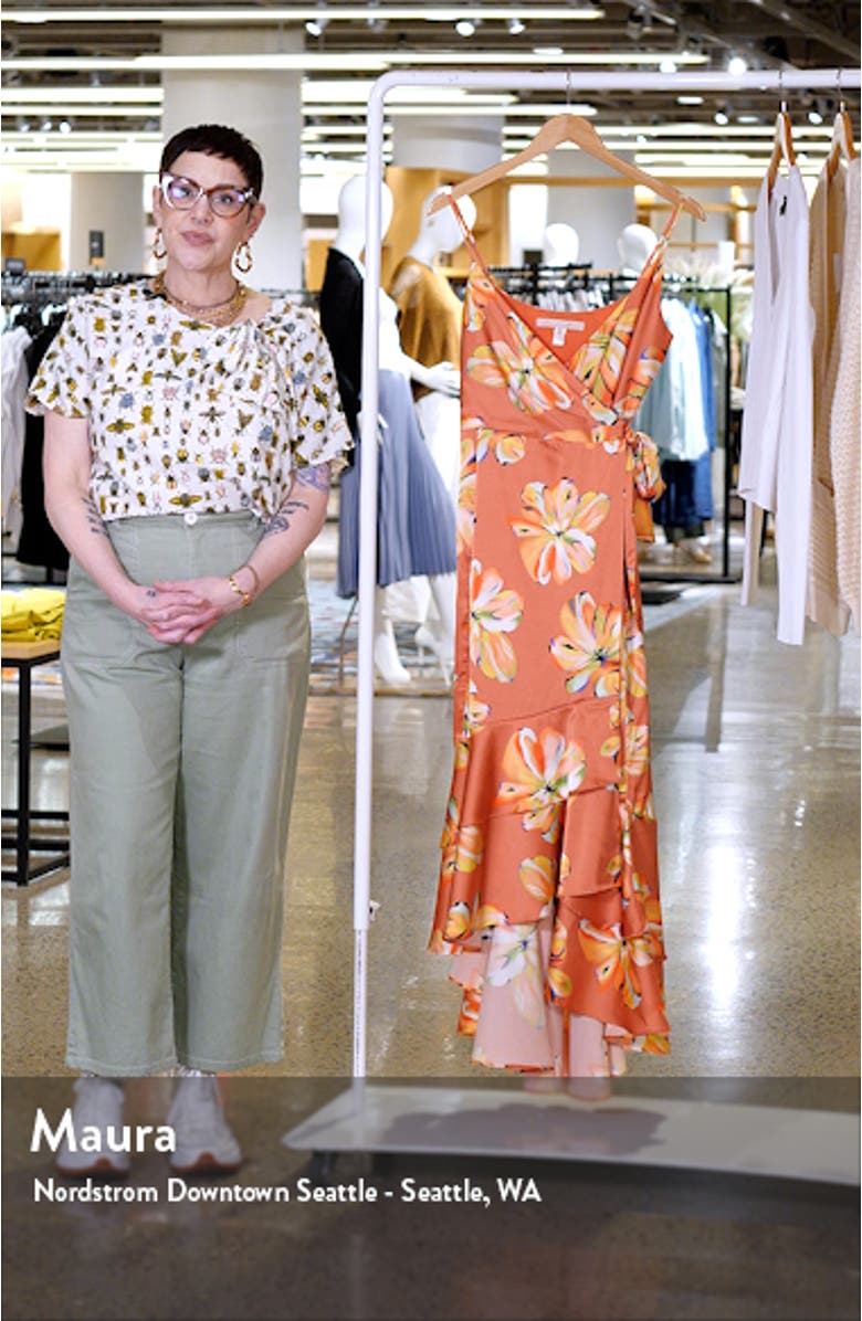 Floral Satin Wrap Dress, sales video thumbnail