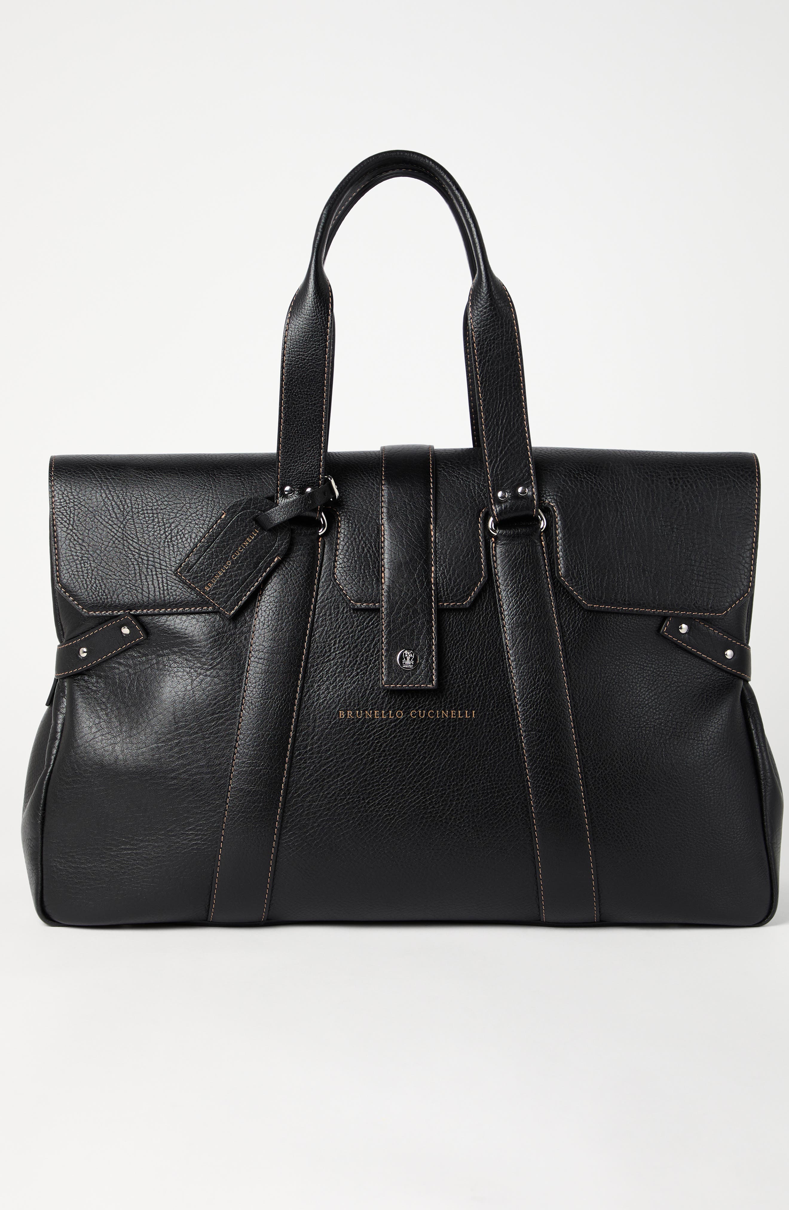 Brunello Cucinelli Grained calfskin Country Weekender bag, Alternate, color, 