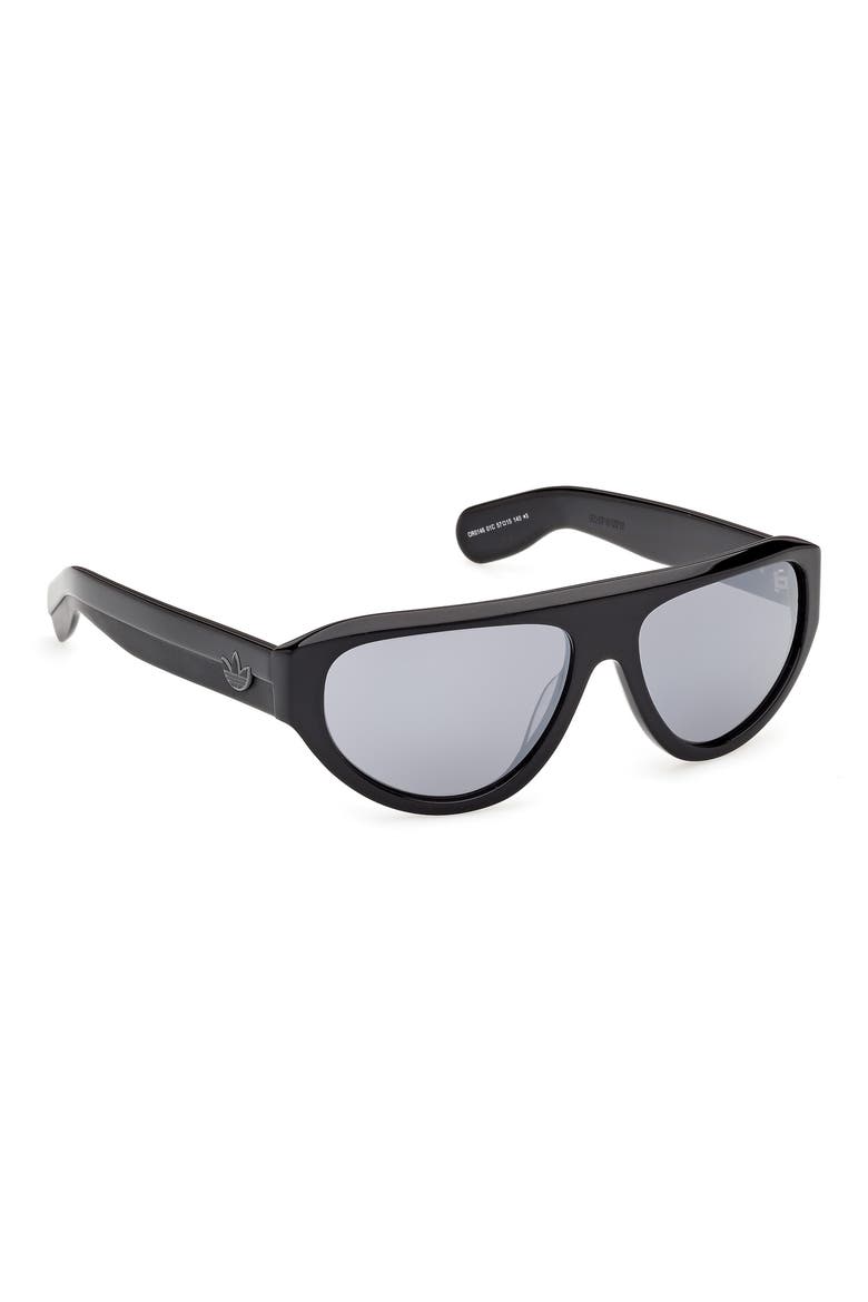 57mm Mirrored Pilot Sunglasses, Alternate, color, SHINY BLACK/ SMOKE MIRROR