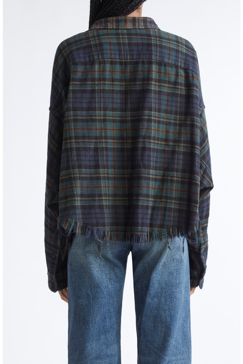 Plaid Crop Button-Up Work Shirt, Alternate, color, OVERDYED TEAL / NAVY / PLAID