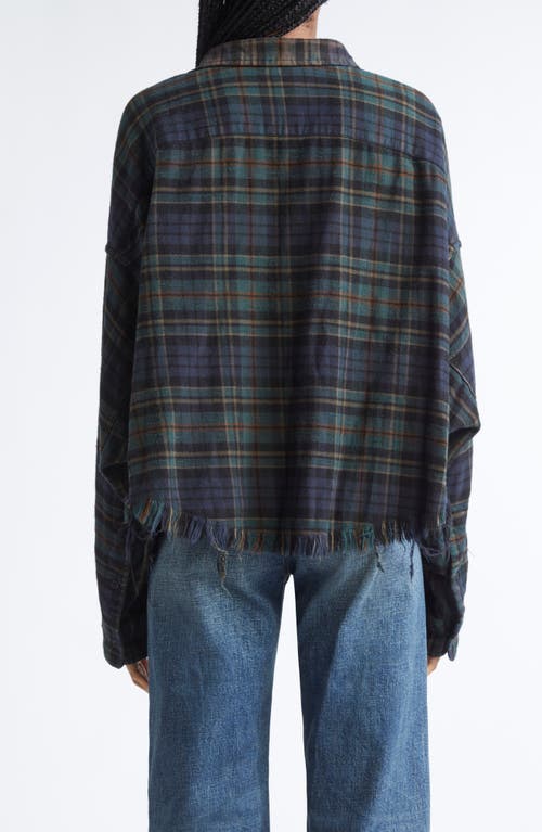 R13 Plaid Crop Button-up Work Shirt In Blue