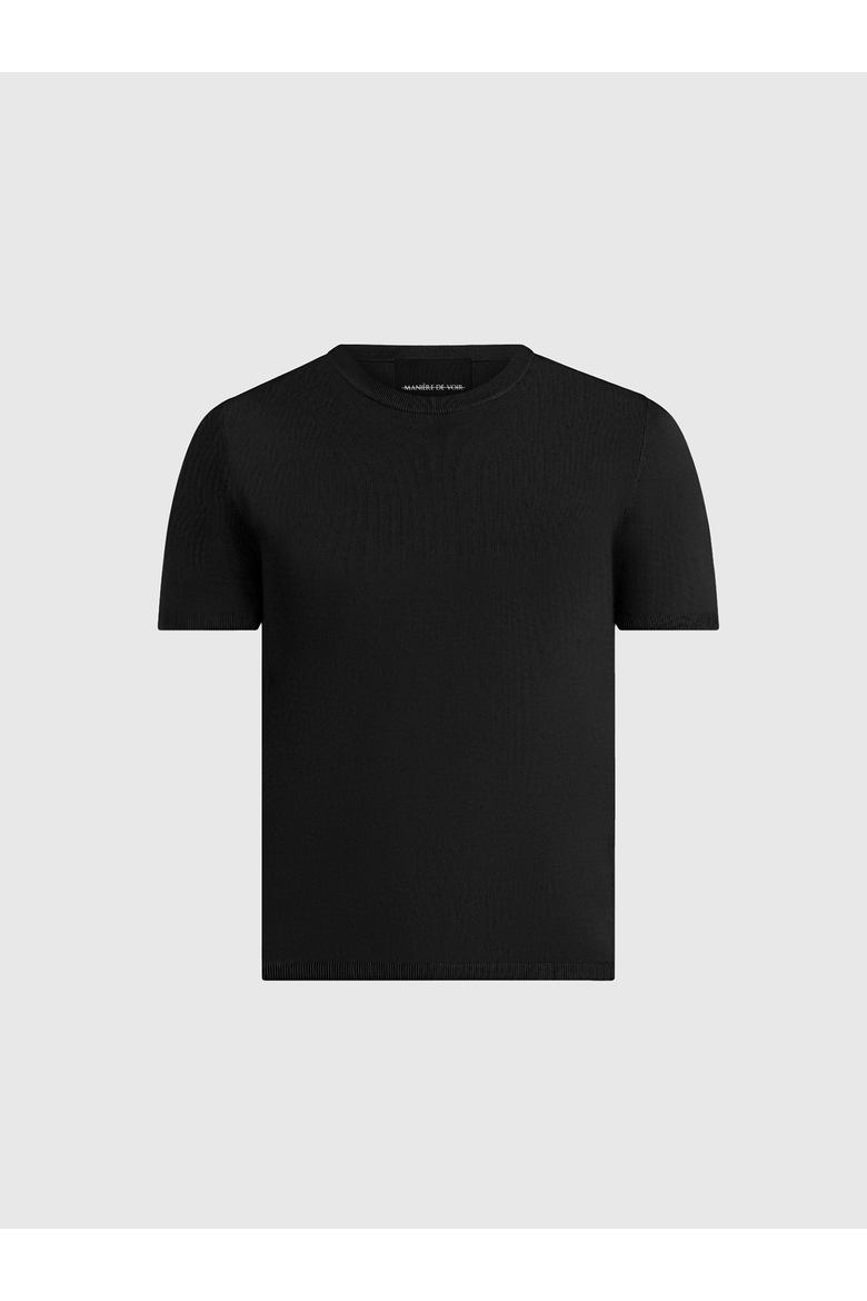Ellis Luxe Knitted T-Shirt, Alternate, color, Black