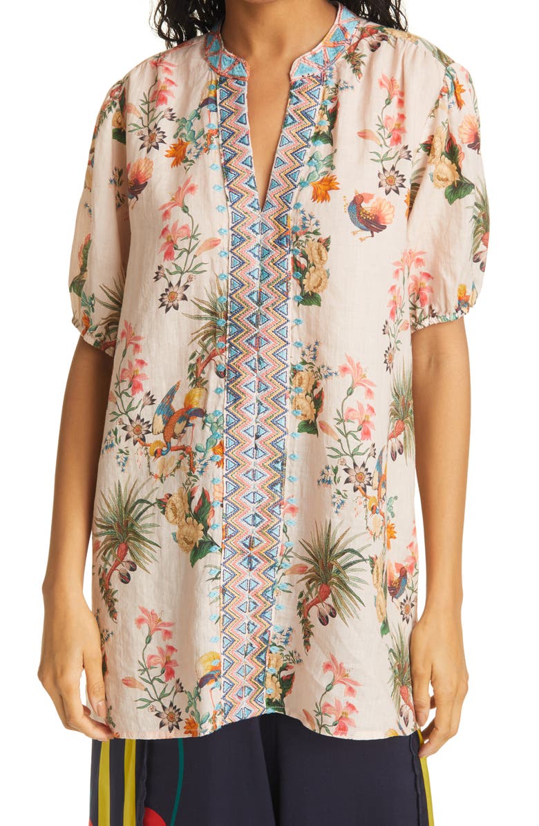 Johnny Was Caspian Floral Print Tunic Top, Main, color, 