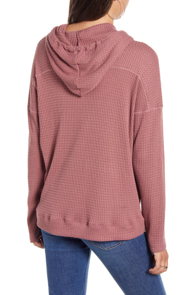 Billabong Days Like This Hooded Waffle Knit Top, Alternate, color, 