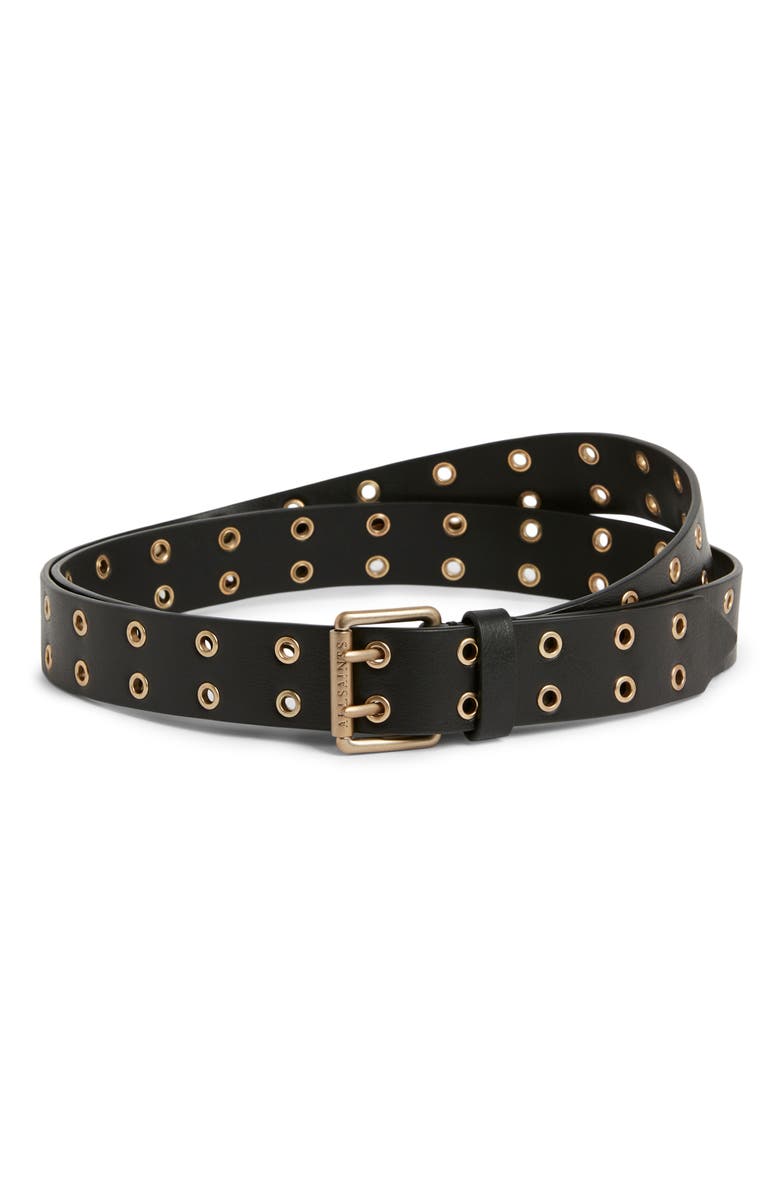 AllSaints Eyelet Leather Belt, Main, color,