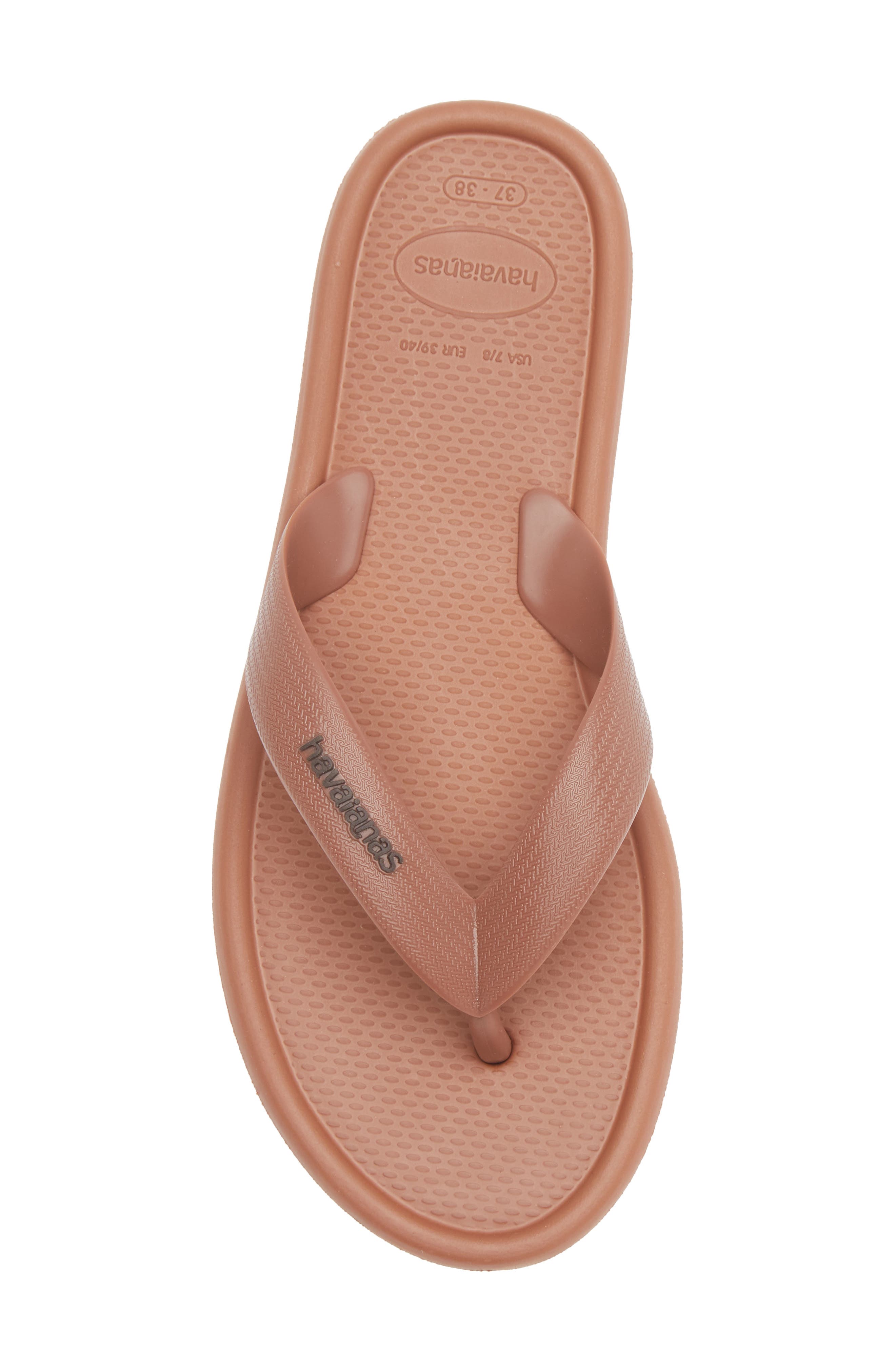 Puffed Up Flip Flop, Alternate, color, RUST