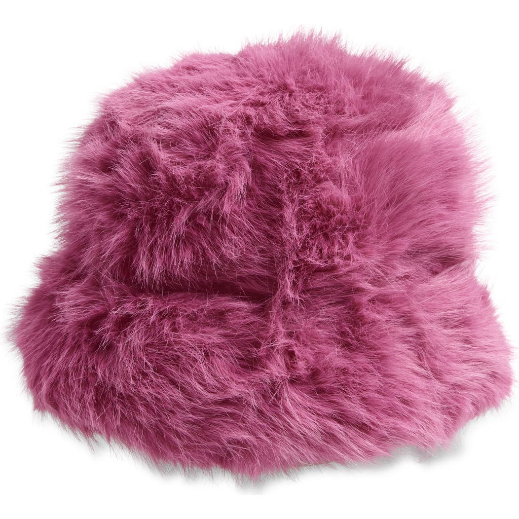 Tasha Extra Fluffy Faux Fur Bucket Hat In Pink