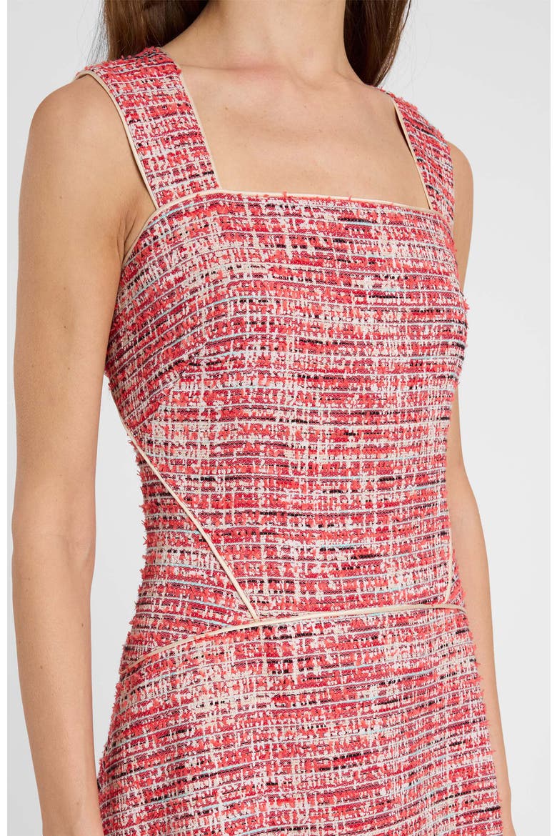 Enza Midi Sleeveless Handkerchief Dress In Modern Tweed, Alternate, color, Chili Pepper