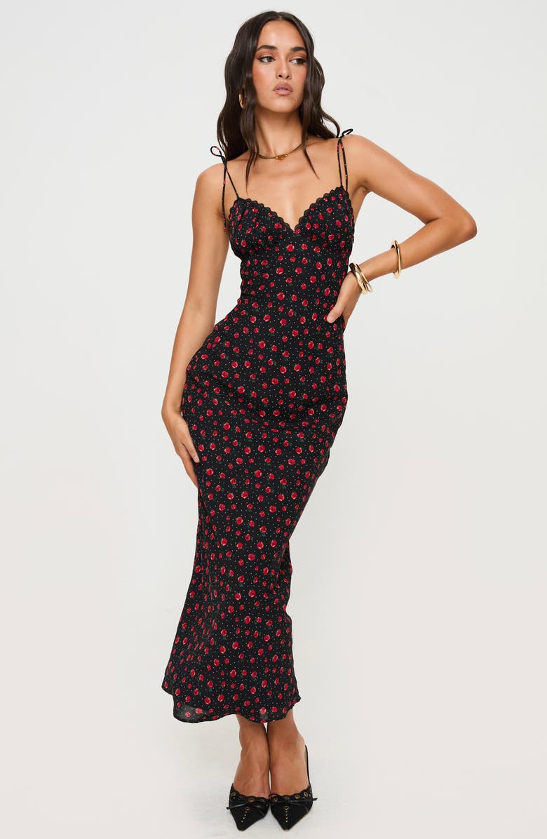 Princess Polly Archerfield Floral Maxi Dress, Alternate, color, Black