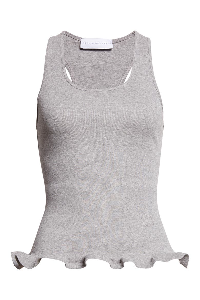 Frilled Hem Rib Organic Cotton Tank, Alternate, color, GREY MELANGE