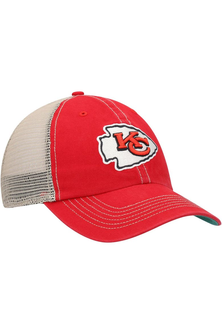Men's '47 Red/Natural Kansas City Chiefs Trawler Trucker Clean Up Snapback Hat, Alternate, color, Red