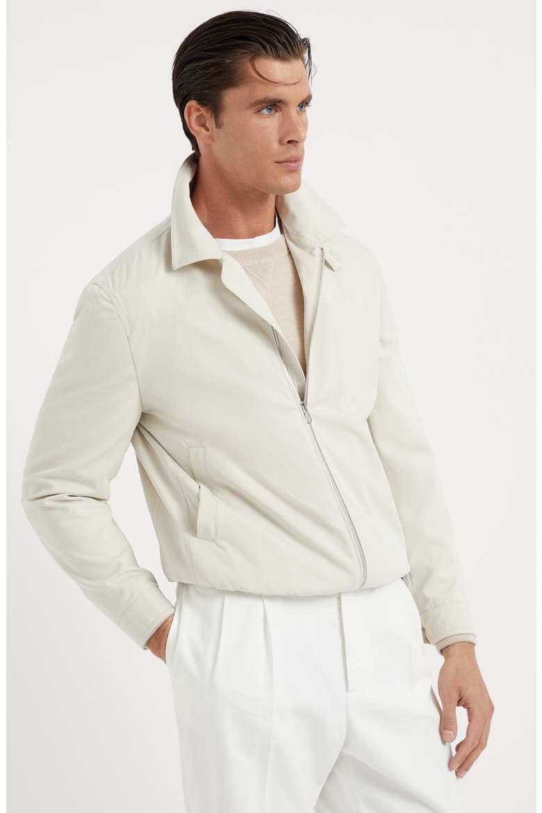 Techno cotton bomber jacket, Alternate, color, Chalk