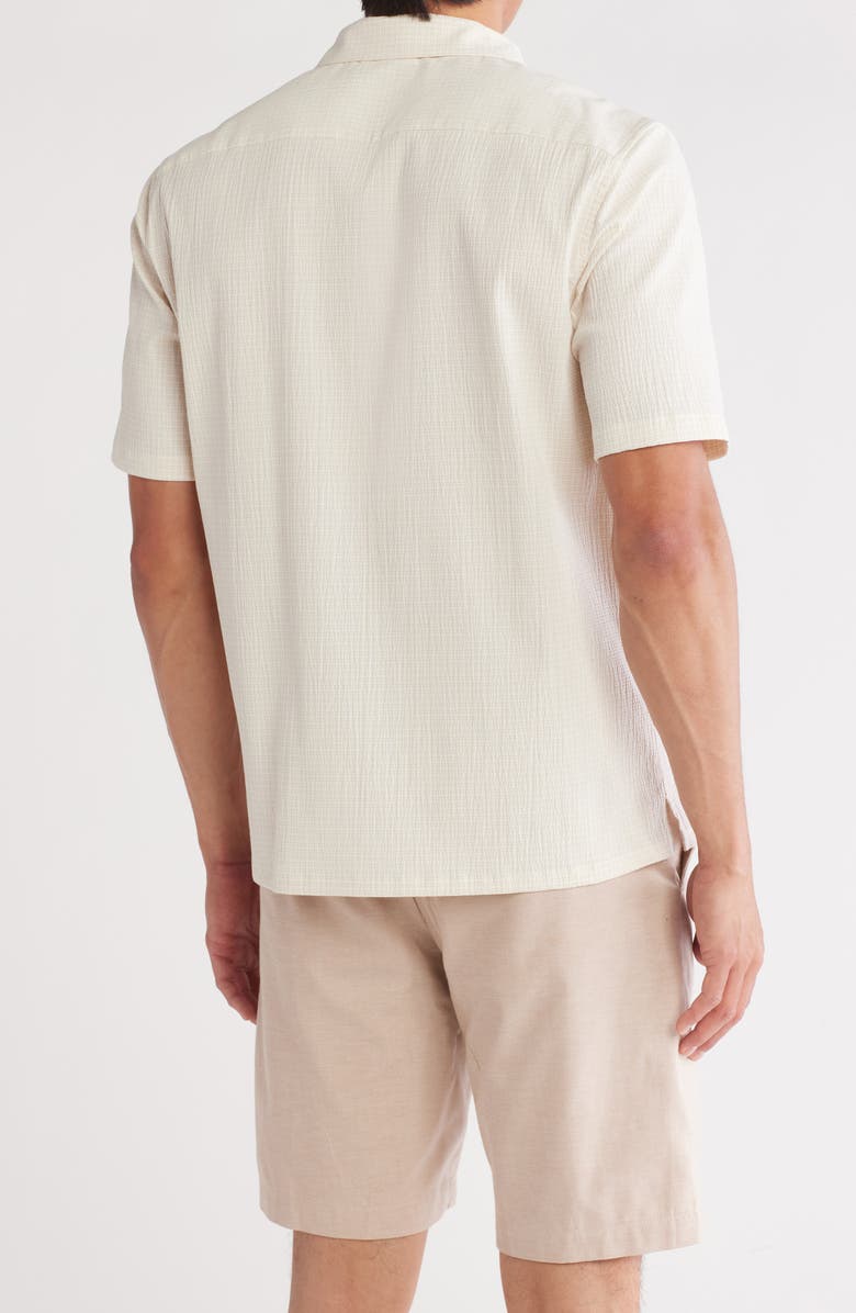 Theory Dazy Short Sleeve Button-Up Camp Shirt, Alternate, color, Sand/ White