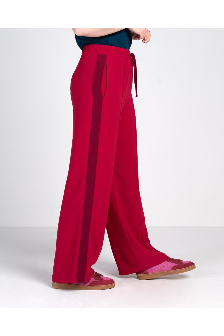 Drawstring Waist Side Stripe Trousers, Alternate, color, Raspberry & Deep Claret Stripe