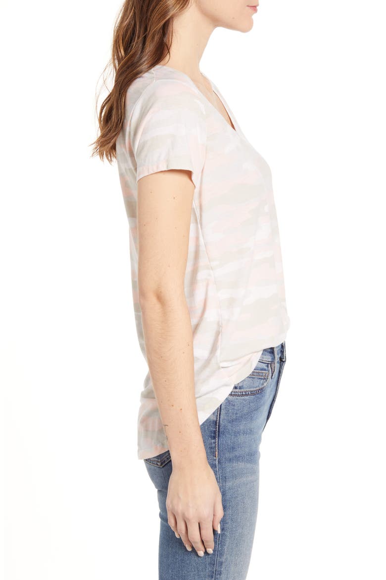 Essential V-Neck Camo T-Shirt, Alternate, color, PINK CAMO