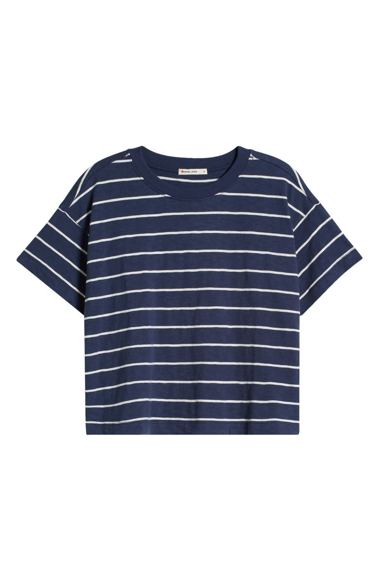 Marine Layer Slub Cotton Crop T-Shirt, Alternate, color, Navy/ White Stripe