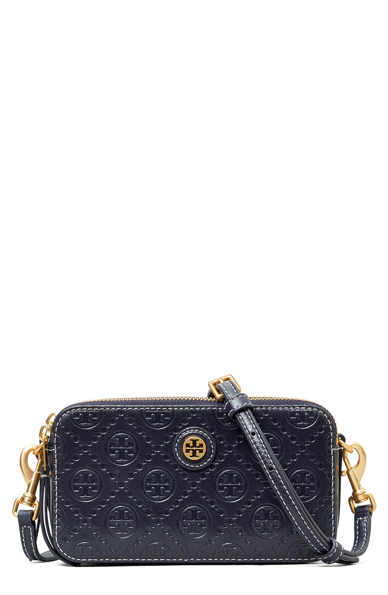 Tory Burch T Monogram Leather Double Zip Mini Bag, Main, color, 