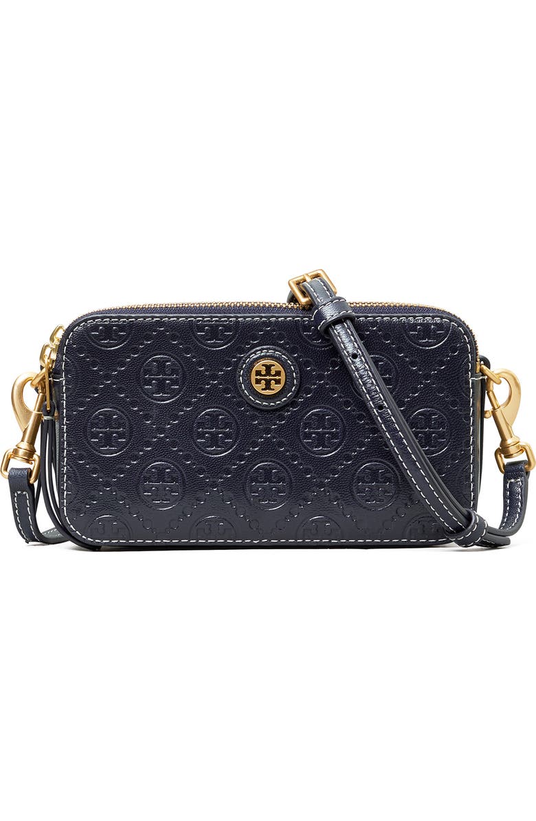 Tory Burch T Monogram Leather Double Zip Mini Bag, Main, color,