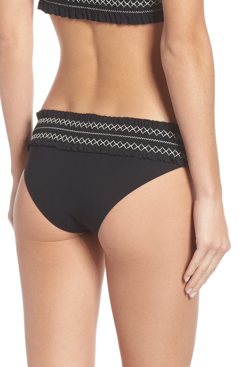 Tory Burch Costa Smocked Hipster Bikini Bottoms, Alternate, color, 