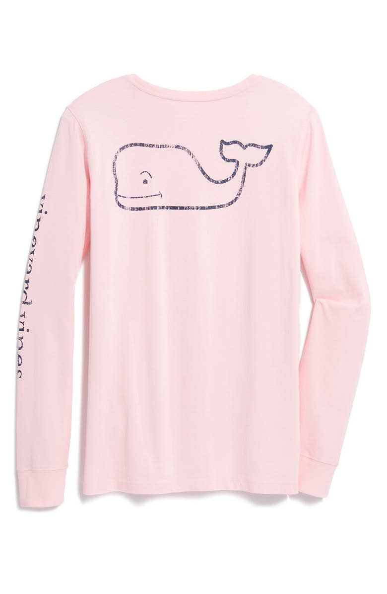 vineyard vines Whale Long Sleeve Pocket Graphic Tee, Alternate, color, Flamingo