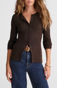Madewell Textural Cutaway Crewneck Cardigan