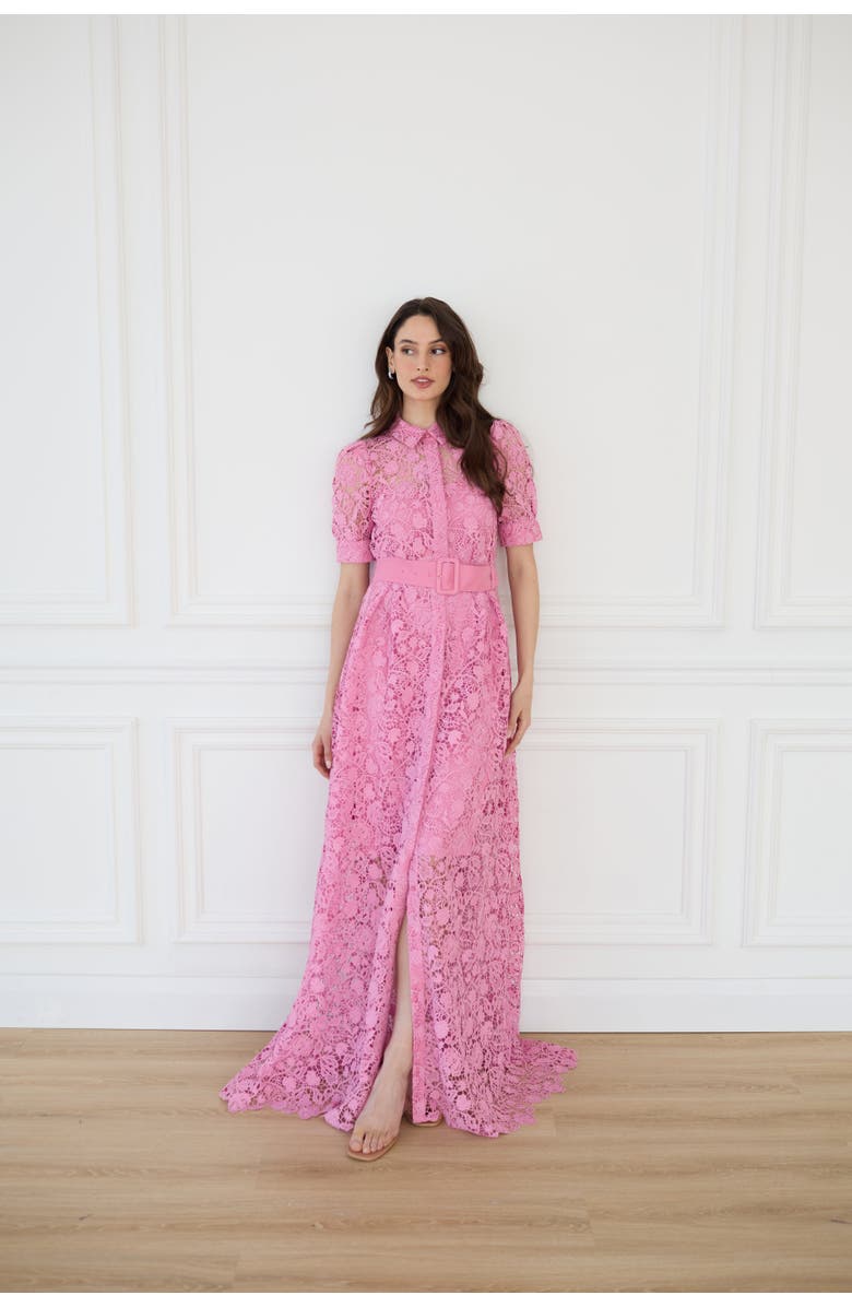 Vasiliki Ayah Collared Lace Gown, Alternate, color, Pink