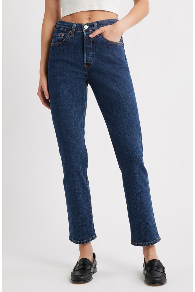 501® Straight Leg Jeans, Main, color, SALSA STONEWASH