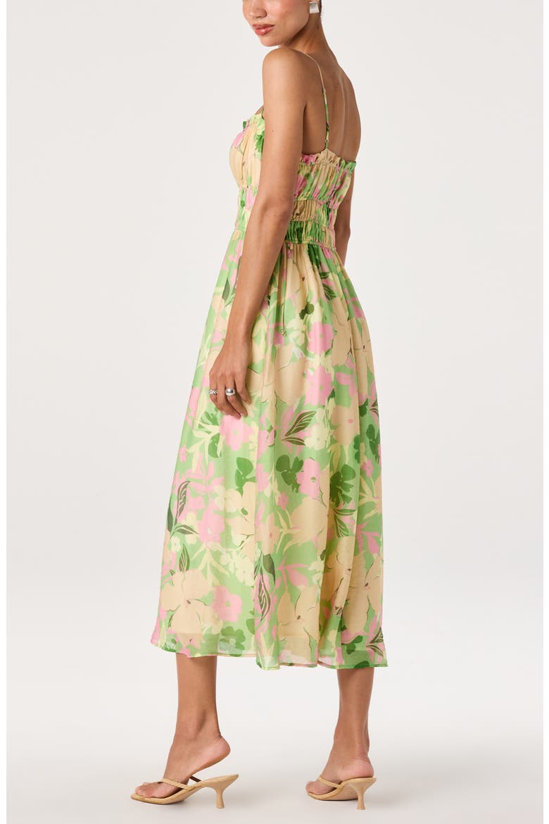 Maren Floral Print A-Line Dress, Alternate, color, GREEN FLORAL