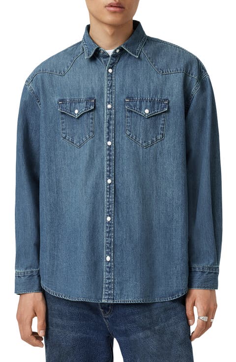Fenton Cotton Denim Snap-Up Shirt