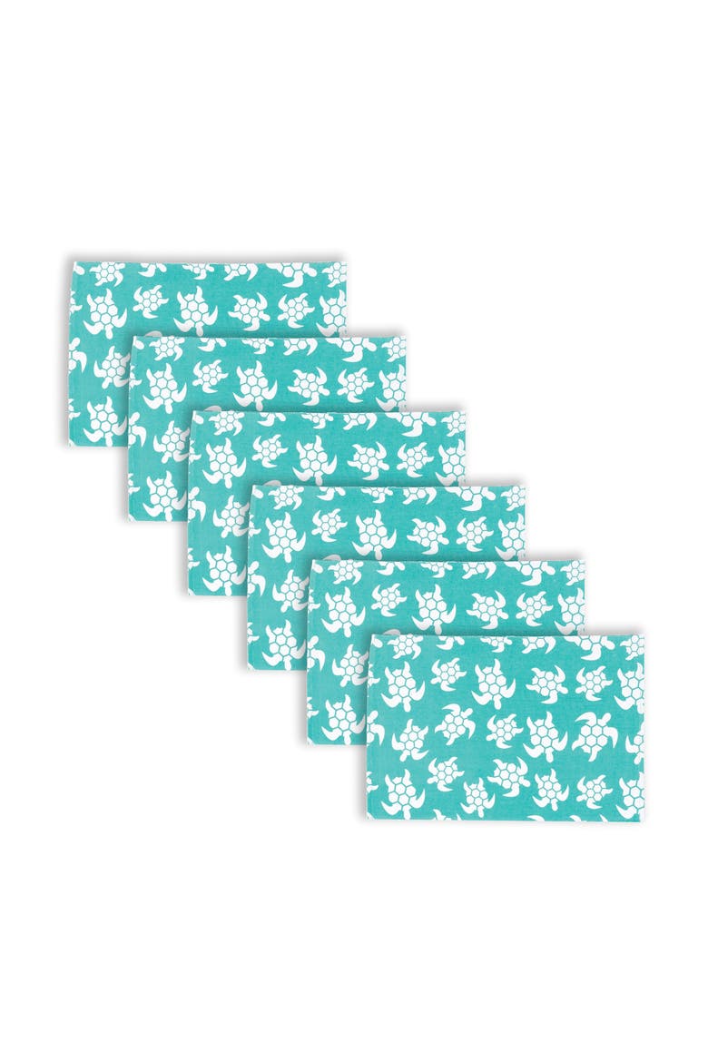 Beachy Turtle Cotton Placemats Set of 6, 13" x 19", Alternate, color, Blue
