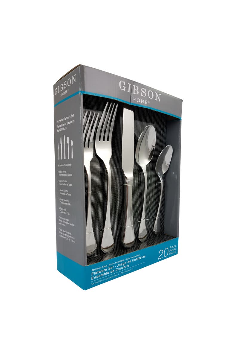 Gibson Home Classic Manchester 20-Piece Flatware Set, Alternate, color, Metallic Silver