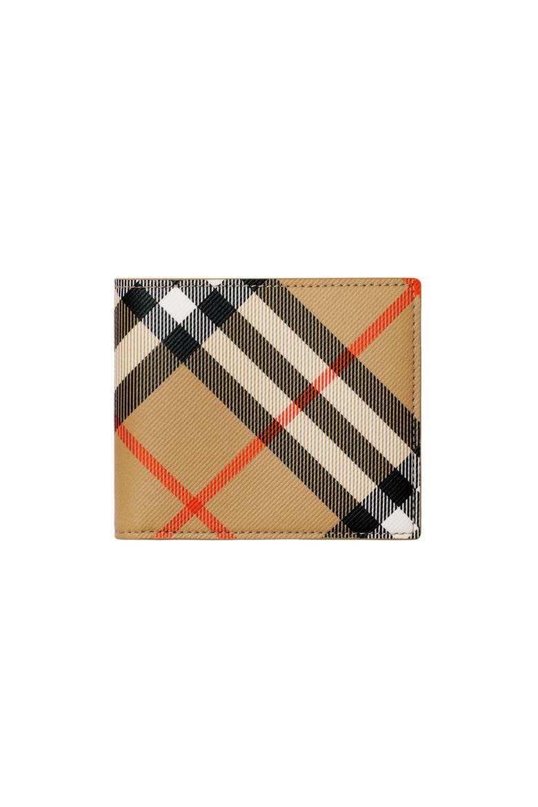 Check Bifold Wallet, Main, color, Sand beige