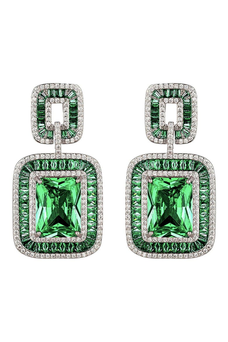 Lea CZ Statement Drop Earrings, Main, color, GREEN