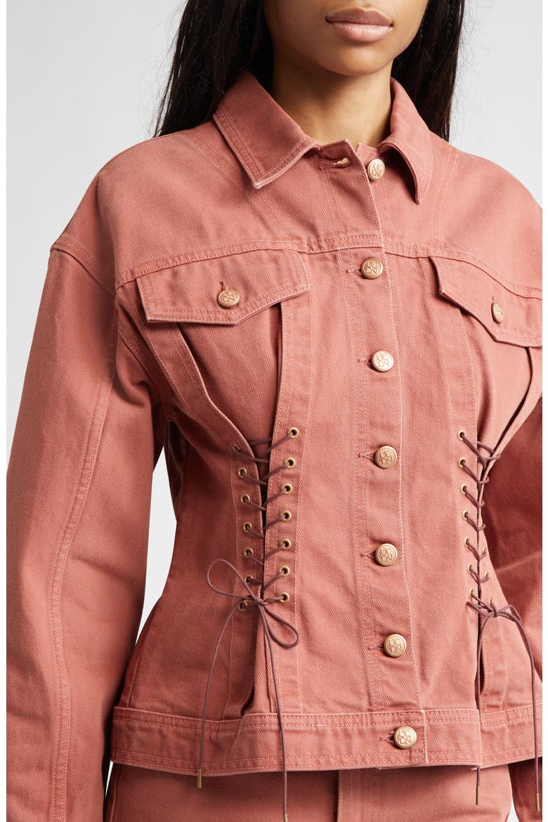 The Naomi Denim Trucker Jacket, Alternate, color, GARDEN ROSE