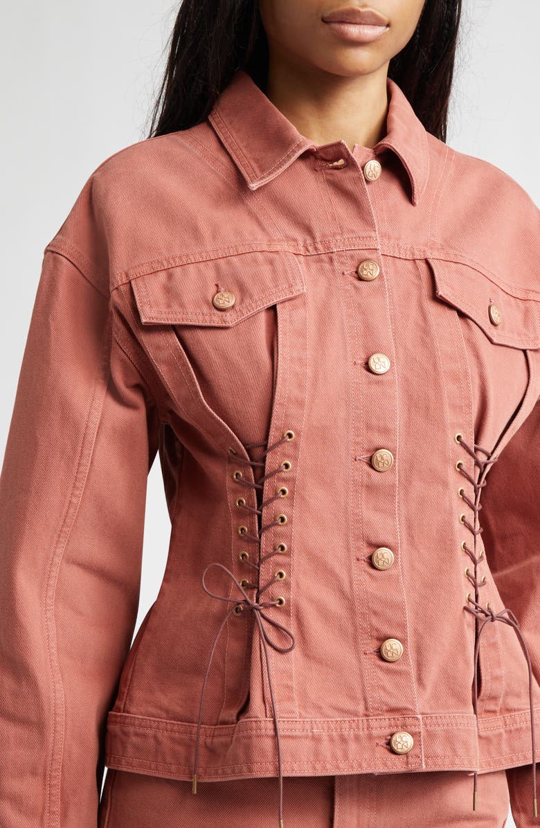 Ulla Johnson The Naomi Denim Trucker Jacket, Alternate, color, Garden Rose