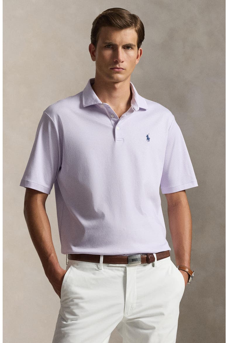 Classic Fit Houndstooth Cotton Polo, Alternate, color, HOUNDSTOOTH/ POWDER PURPLE