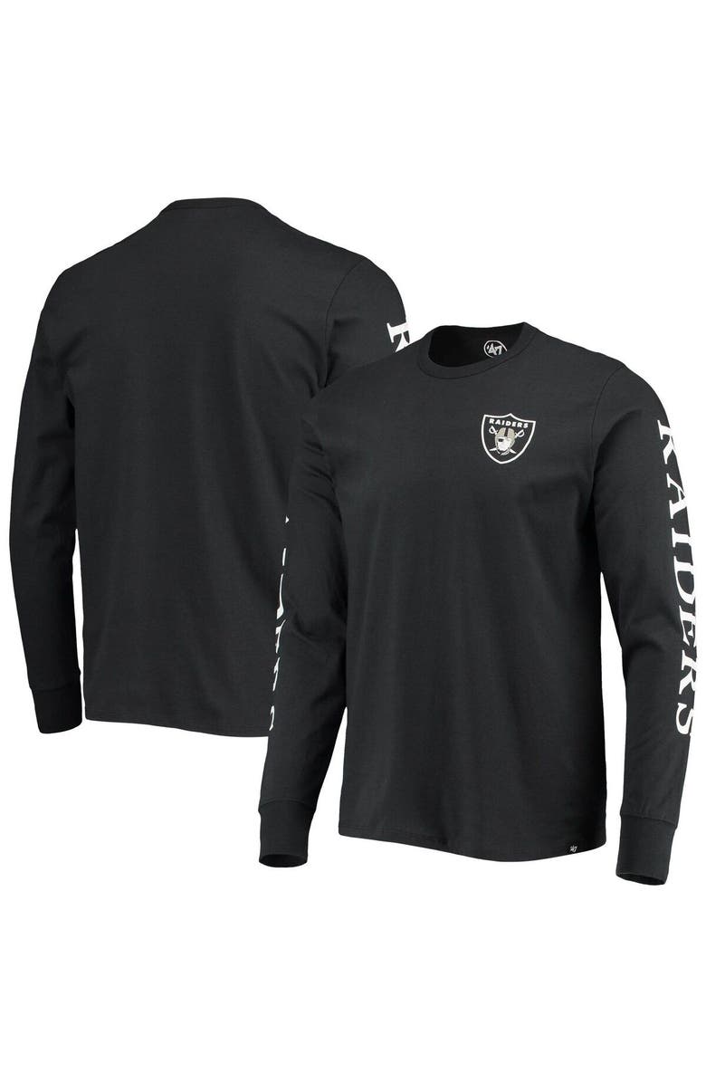 '47 Men's '47 Black Las Vegas Raiders Franklin Long Sleeve T-Shirt, Main, color, 