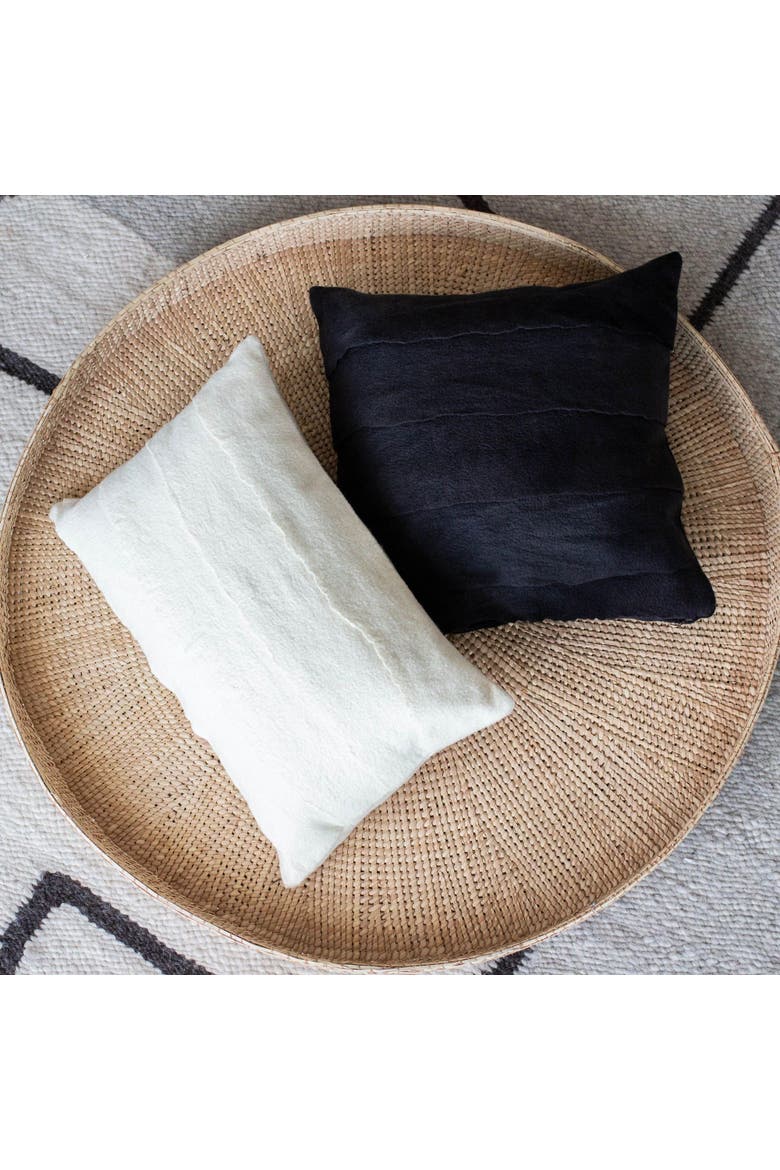 Layered Hand-Felted Merino Wool Throw Pillow - Square - with Insert, Alternate, color, Dusty Charcoal