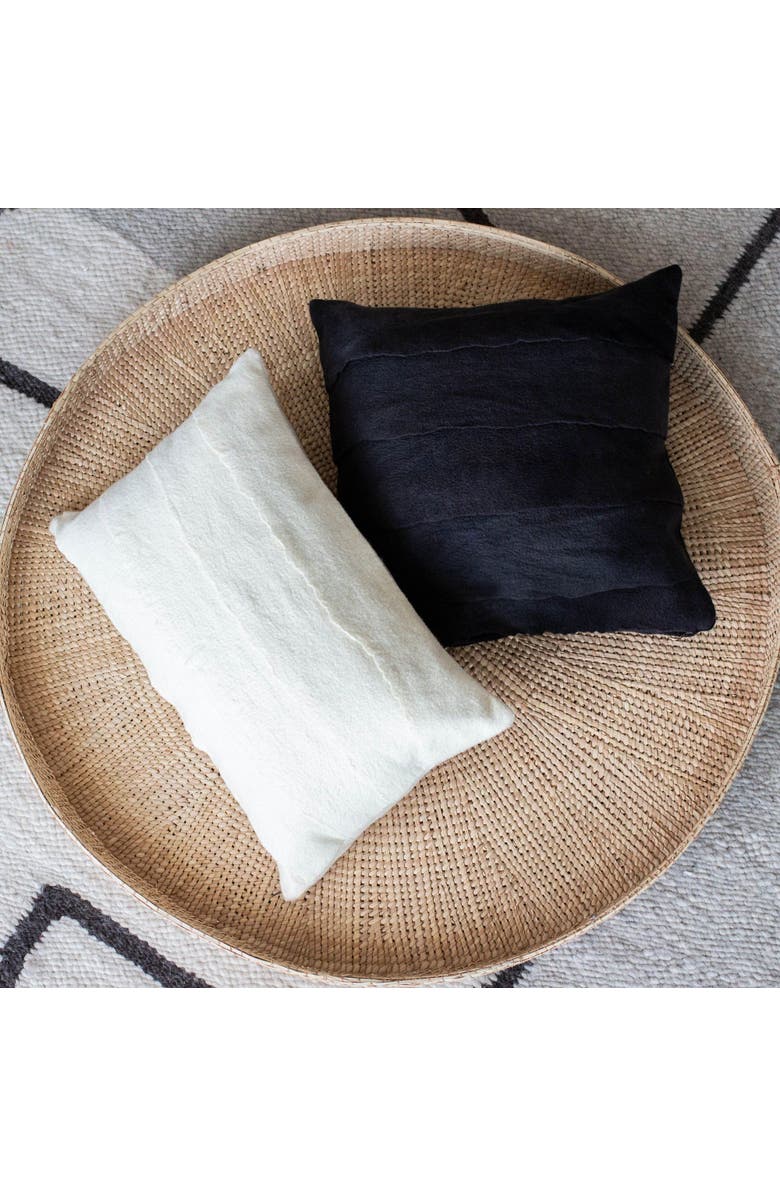 kanju Interiors Layered Hand-Felted Merino Wool Throw Pillow - Square - with Insert, Alternate, color, Dusty Charcoal