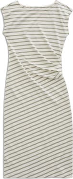 AG Aja Ruched Stripe T-Shirt Midi Dress