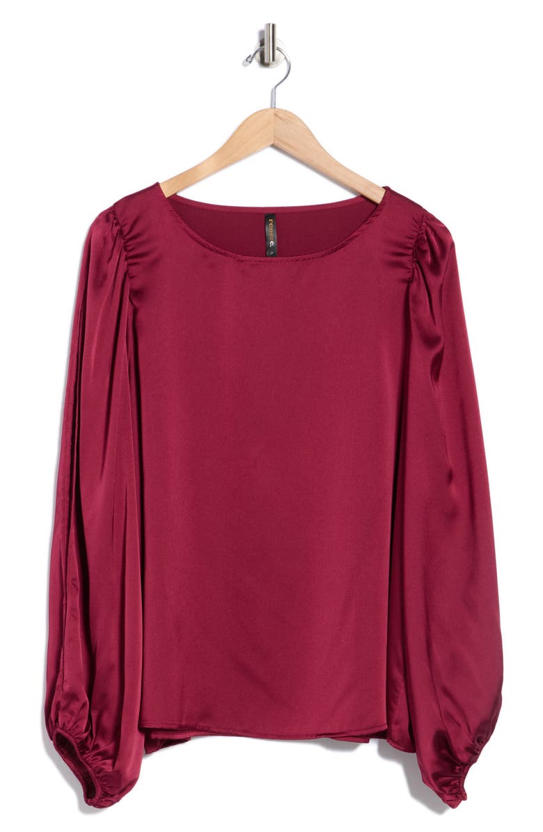 Renee C Cutout Long Sleeve Satin Top, Alternate, color, Burgundy