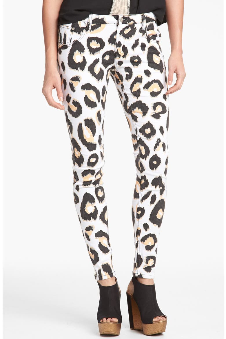 'Animal Kingdom' Skinny Jeans, Main, color, BLACK MULTI