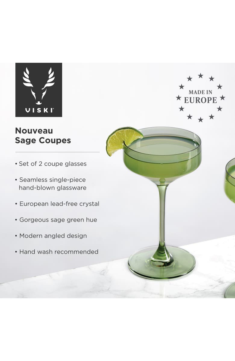 Viski Reserve Nouveau Crystal Coupes, Alternate, color, Green