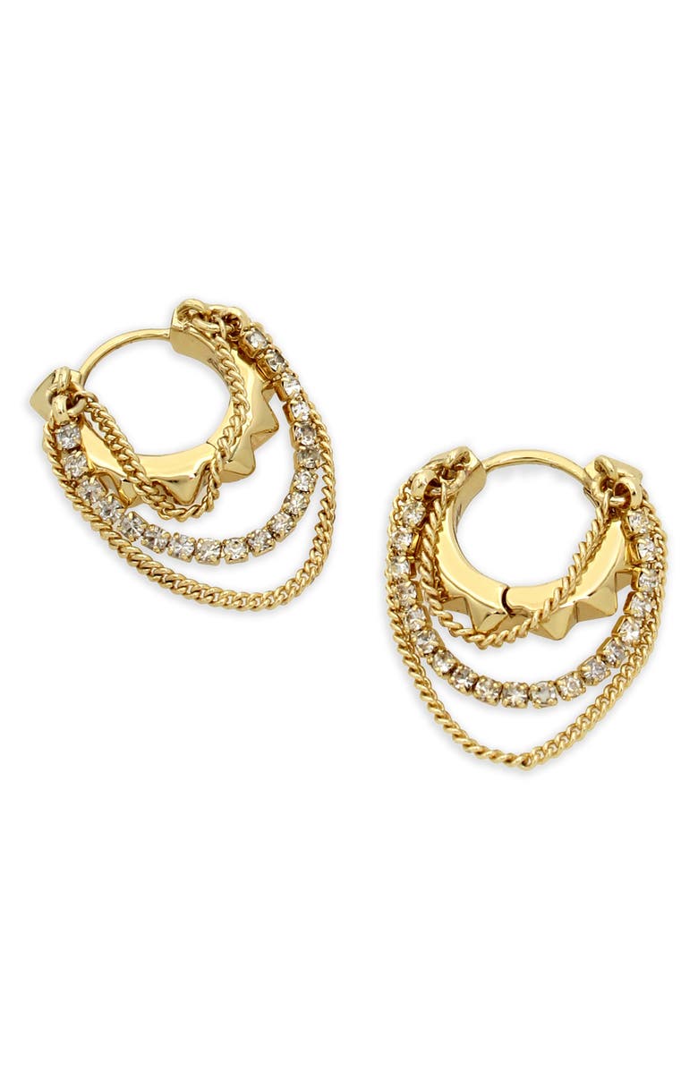 AllSaints Muiltchain Huggie Hoop Earrings, Alternate, color, Gold