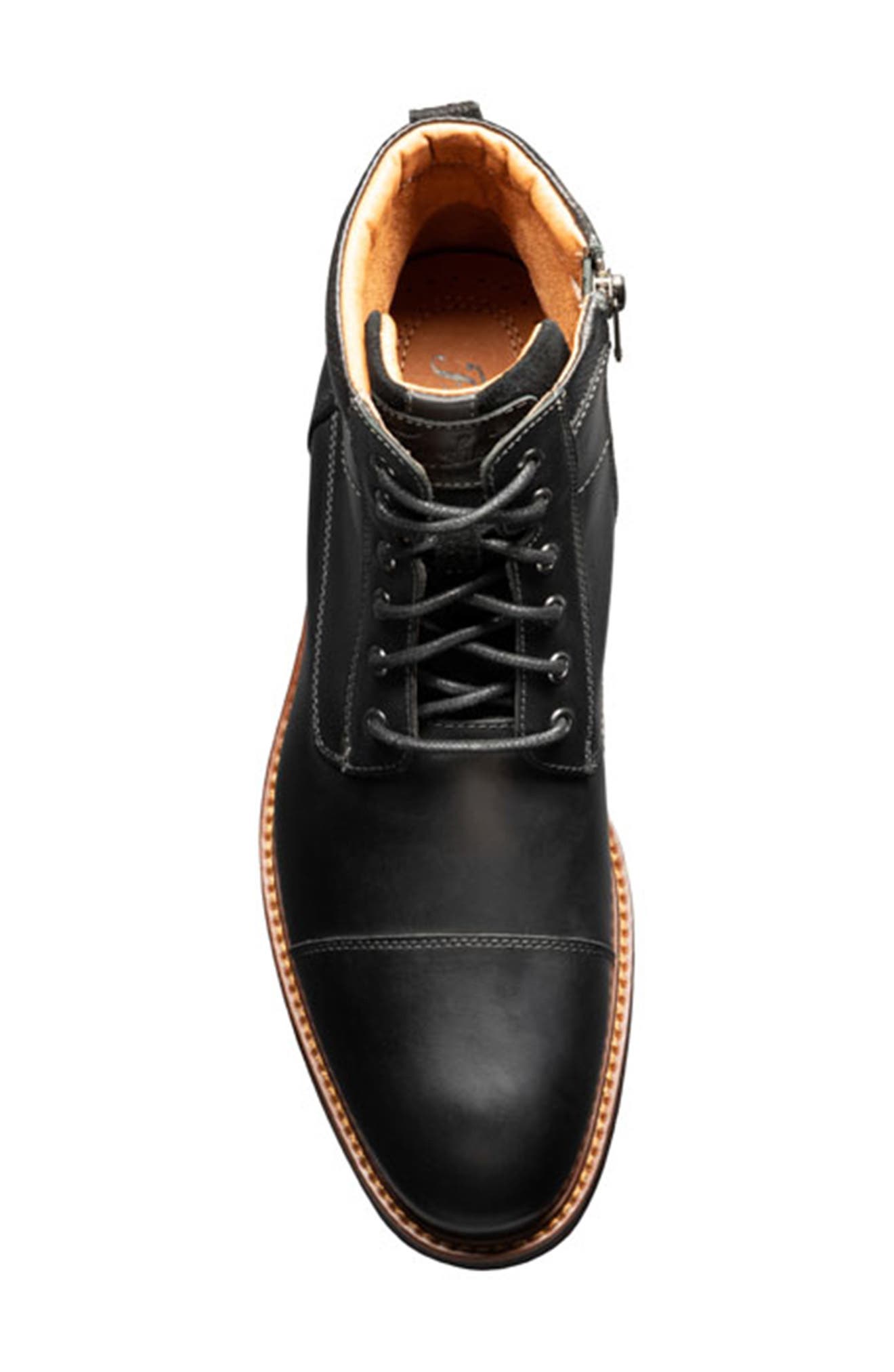Florsheim Chalet Leather Cap Toe Boot, Alternate, color, Black Ch